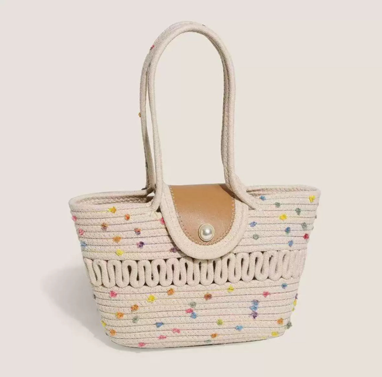 Woven Pearl Detail Tote Bag | House of Luxe